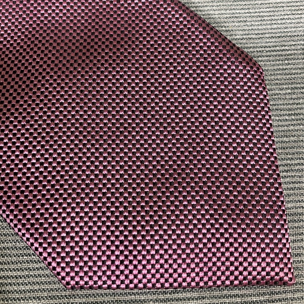 Drakes London Lilac and Black Micro-check Tie